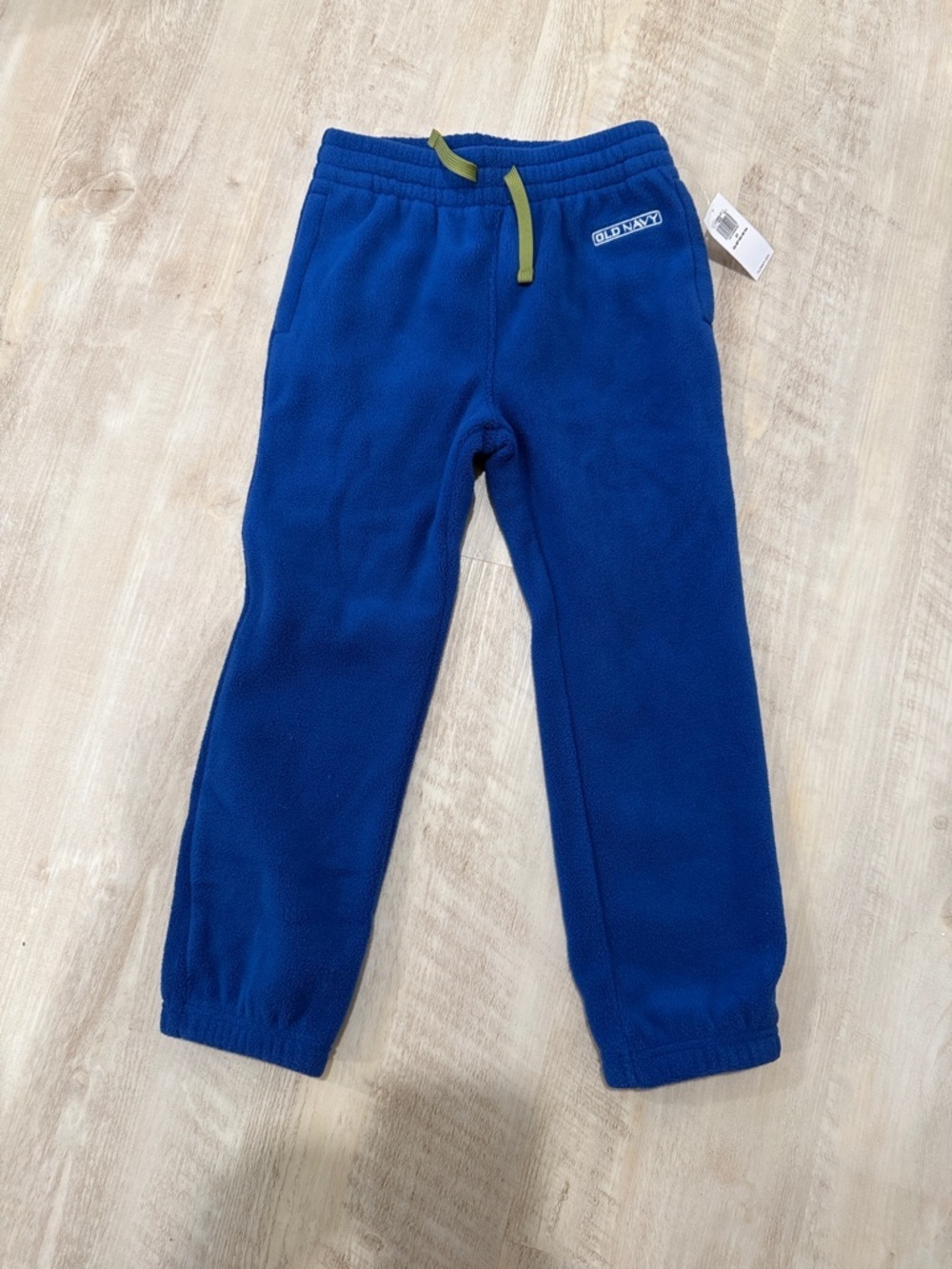 Old Navy Royal Blue Kids Fleece Joggers with Green Drawstring - Picture 1 of 1
